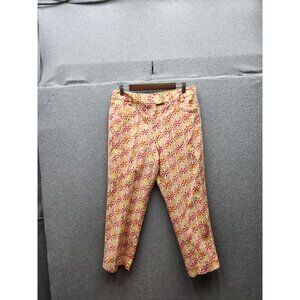 Talbots Womens Size 12 Geometric Print Stretch Pants Multi-Color Made In Hong Ko